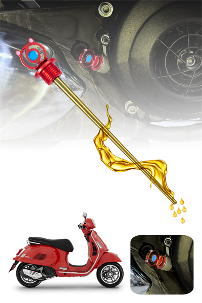 Vespa Uyumlu Yağ Çubuğu 2014-2026 Cnc Kırmızı