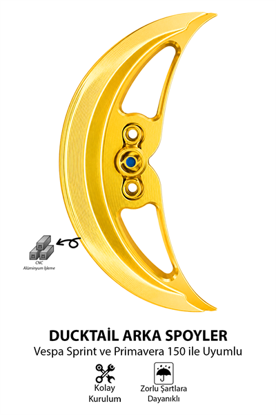 Vespa Uyumlu Ducktail Arka Spoiler Cnc Gold
