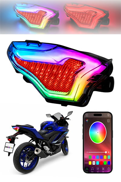 Yamaha R25 MT25 R3 Uyumlu Rgb Far Stop 2017-2024 Telefon Kontrollü Kayar Sinyalli