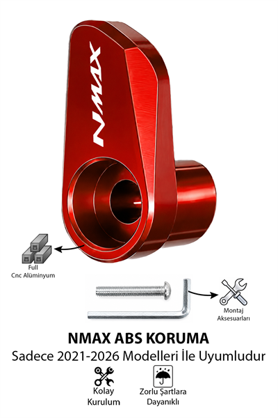 Yamaha Nmax Uyumlu Abs Sensör Koruma 2021-2026 Cnc Kırmızı