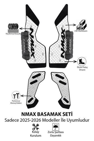 Yamaha Nmax Uyumlu Basamak Seti 2025-2026 Cnc Gümüş