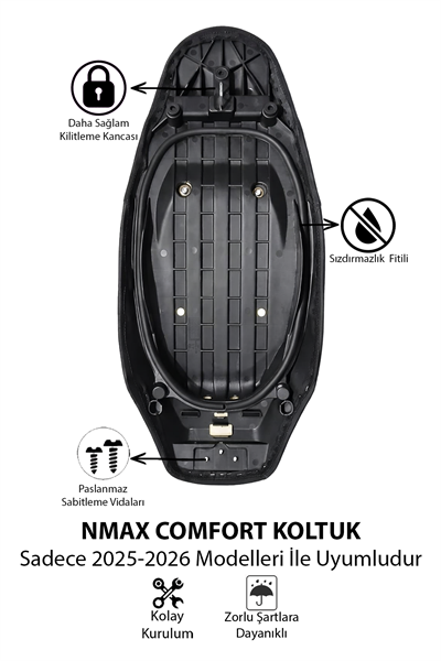 Yamaha Nmax Uyumlu Comfort Koltuk 2025-2026 Siyah