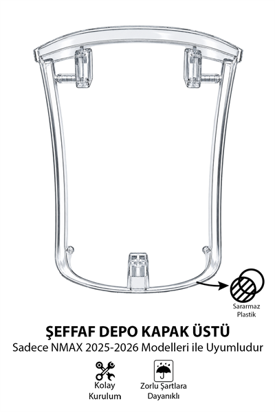 Yamaha Nmax Uyumlu Depo Üstü Kapak 2025-2026 Şeffaf