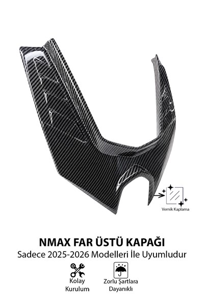 Yamaha Nmax Uyumlu Far Üstü Kapağı 2025-2026 Karbon Desen