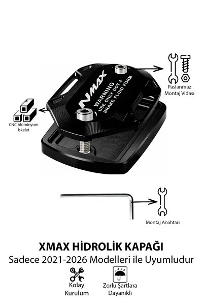 Yamaha Nmax Uyumlu Hidrolik Kapağı 2021-2026 Cnc Siyah