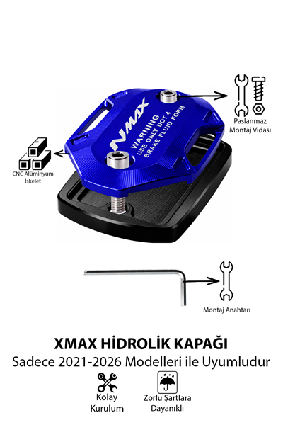 Yamaha Nmax Uyumlu Hidrolik Kapağı 2021-2026 Cnc Mavi