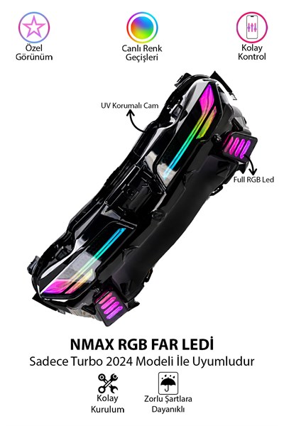 Yamaha Nmax Turbo Uyumlu Rgb Far Ledi 2024 Telefon Kontrollü