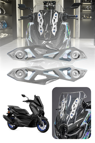 Yamaha Nmax Uyumlu Ön Cam Braketi 2025-2026 Cnc Gümüş