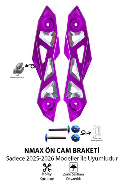 Yamaha Nmax Uyumlu Ön Cam Braketi 2025-2026 Cnc Mor
