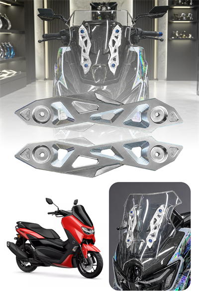 Yamaha Nmax Uyumlu Ön Cam Braketi 2025-2026 Cnc Gümüş