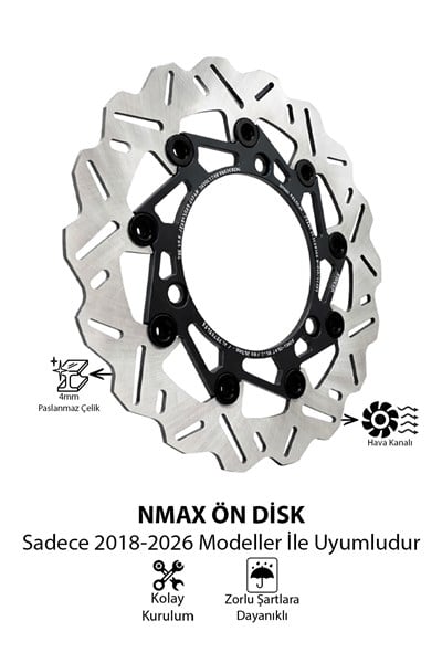 Yamaha Nmax Uyumlu Ön Fren Disk 2018-2026 Cnc Siyah