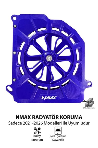 Yamaha Nmax Uyumlu Pervaneli Radyatör Koruması 2021-2026 Cnc Mavi