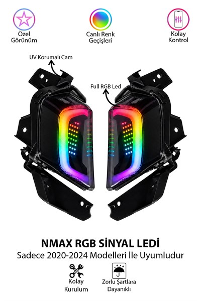 Yamaha Nmax Uyumlu Rgb Sinyal Ledi 2020-2024 Telefon Kontrollü