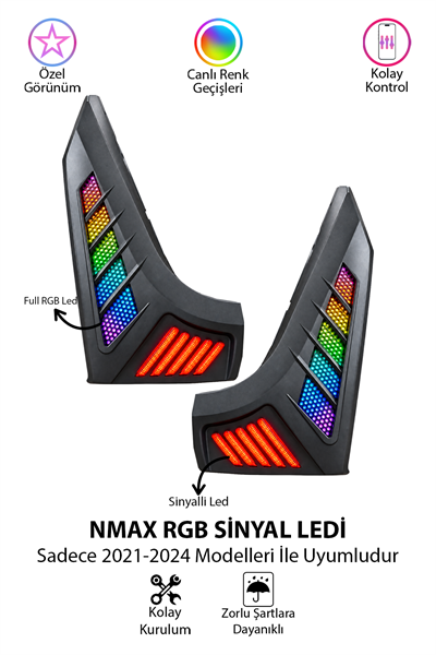 Yamaha Nmax Uyumlu Rgb Sinyal Ledi V2 2020-2024 Telefon Kontrollü