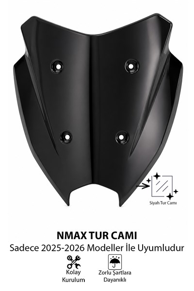 Yamaha Nmax Uyumlu Sport Tur Camı 2025-2026 Siyah