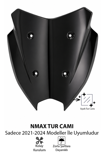 Yamaha Nmax Uyumlu Sport Tur Camı 2025-2026 Siyah