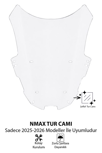 Yamaha Nmax Uyumlu Sport Tur Camı 2025-2026 Mod 5 Şeffaf