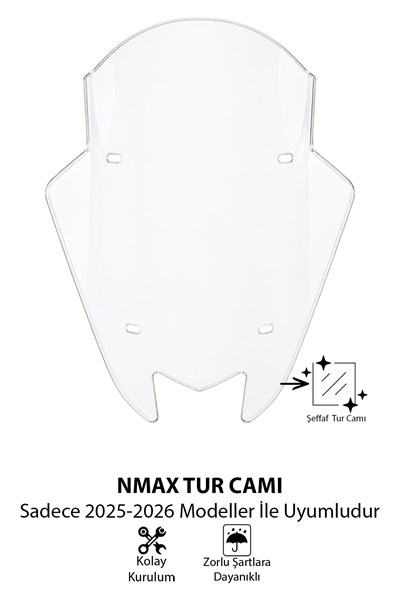 Yamaha Nmax Uyumlu Sport Tur Camı 2025-2026 Mod 4 Şeffaf