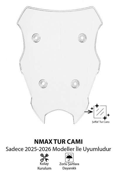 Yamaha Nmax Uyumlu Sport Tur Camı 2025-2026 Mod 3 Şeffaf