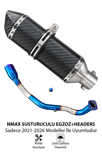 Yamaha Nmax Uyumlu Susturuculu Abartı Egzoz 2021-2026 Karbon