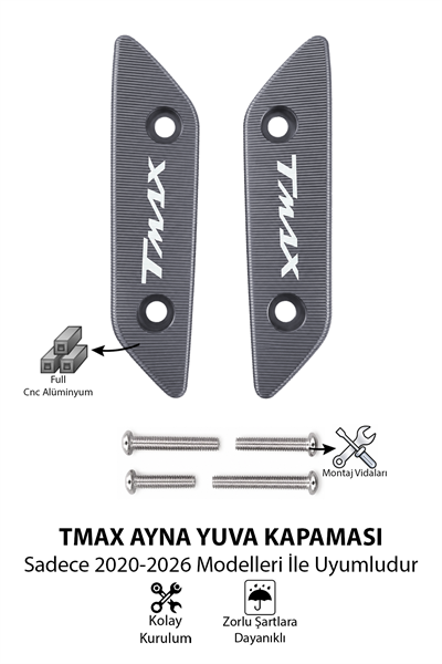 Yamaha Tmax Uyumlu Ayna Yuva Kapaması 2020-2026 Cnc Titanyum