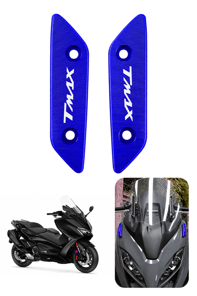 Yamaha Tmax Uyumlu Ayna Yuva Kapaması 2020-2026 Cnc Mavi