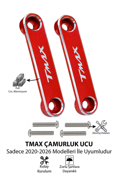 Yamaha Tmax Uyumlu Çamurluk Ucu 2020-2026 Cnc Kırmızı