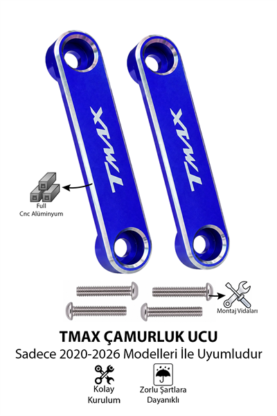 Yamaha Tmax Uyumlu Çamurluk Ucu 2020-2026 Cnc Mavi