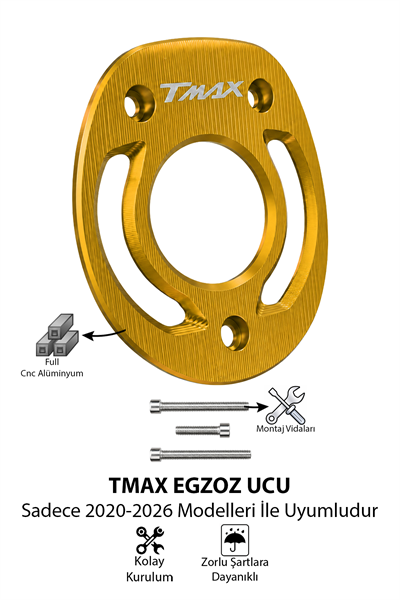 Yamaha Tmax Uyumlu Egzoz Ucu 2020-2026 Cnc Gold