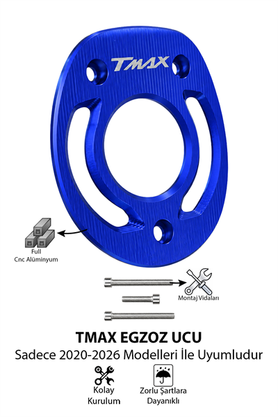 Yamaha Tmax Uyumlu Egzoz Ucu 2020-2026 Cnc Mavi