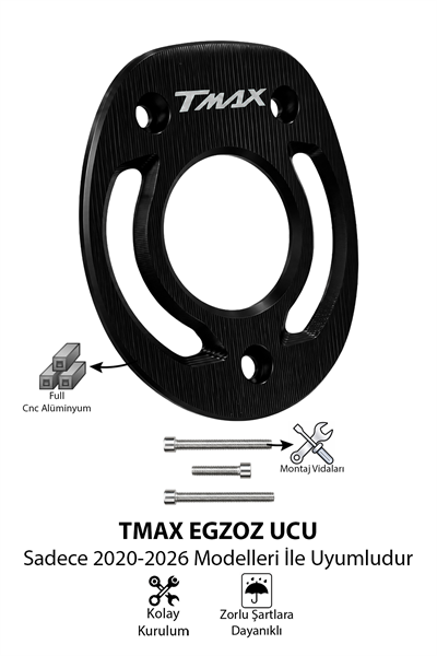 Yamaha Tmax Uyumlu Egzoz Ucu 2020-2026 Cnc Siyah