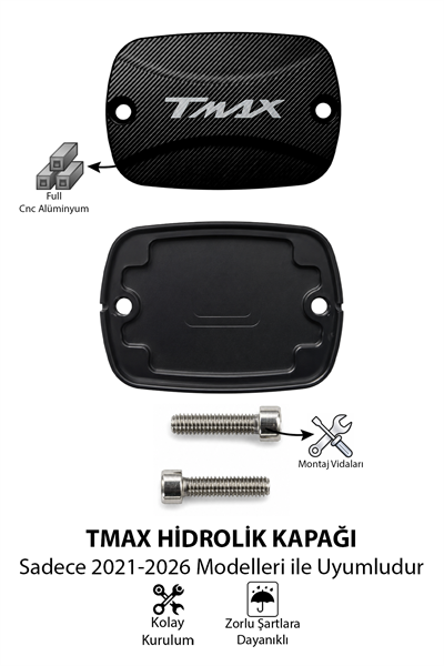 Yamaha Tmax Uyumlu Hidrolik Kapağı 2021-2026 Cnc Siyah