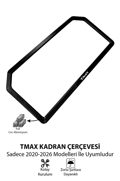 Yamaha Tmax Uyumlu Kadran Çerçevesi 2020-2026 Cnc Siyah