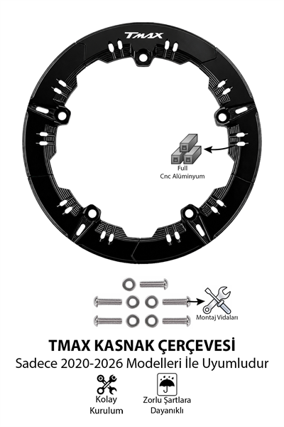 Yamaha Tmax Uyumlu Kasnak Çerçevesi 2020-2026 Cnc Siyah