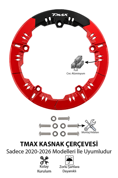 Yamaha Tmax Uyumlu Kasnak Çerçevesi 2020-2026 Cnc Kırmızı