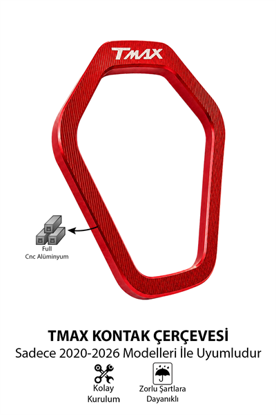 Yamaha Tmax Uyumlu Kontak Çerçevesi 2020-2026 Cnc Kırmızı
