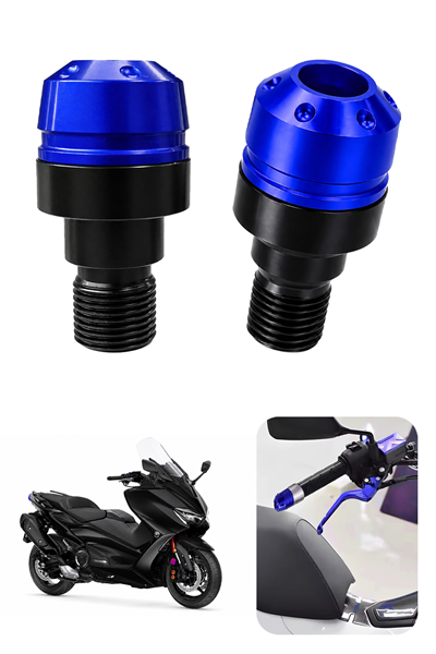 Yamaha Tmax Uyumlu Motosiklet Gidon Denge Topuzu Vidalı Cnc Mavi