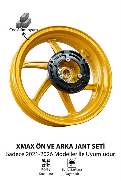 Yamaha Xmax Uyumlu 2li Ön Arka Jant Seti Cnc Mat Gold