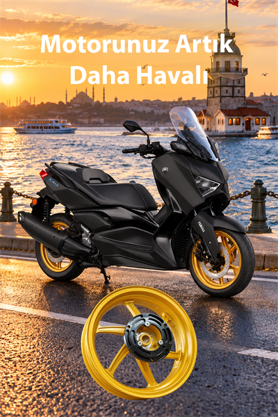 Yamaha Xmax Uyumlu 2li Ön Arka Jant Seti Cnc Mat Gold