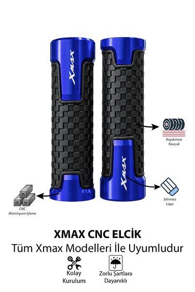 Yamaha Xmax Uyumlu Alüminyum Elcik 2028-2026 Cnc Mavi