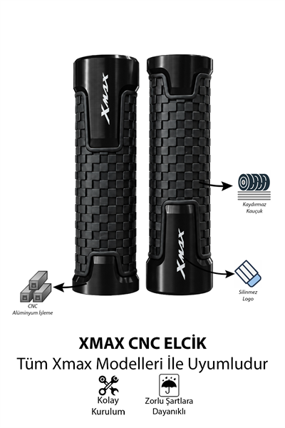 Yamaha Xmax Uyumlu Alüminyum Elcik 2028-2026 Cnc Siyah