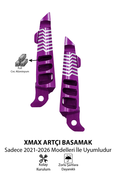 Yamaha Xmax Uyumlu Artçı Basamak 2021-2026 Cnc Mor
