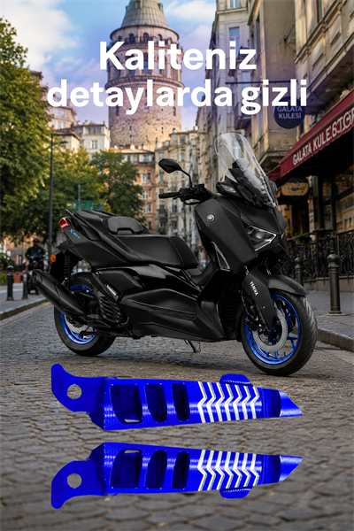 Yamaha Xmax Uyumlu Artçı Basamak 2021-2026 Cnc Mavi