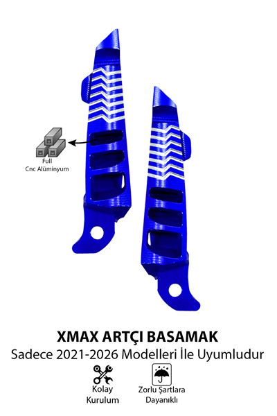 Yamaha Xmax Uyumlu Artçı Basamak 2021-2026 Cnc Mavi