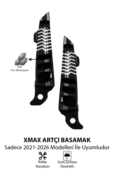 Yamaha Xmax Uyumlu Artçı Basamak 2021-2026 Cnc Siyah