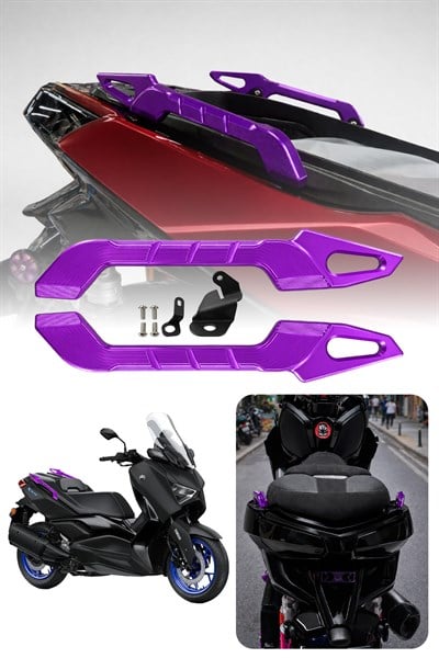 Yamaha Xmax Uyumlu Artçı Tutamaç 2018-2026 Cnc Mor