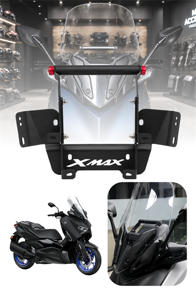 Yamaha Xmax Uyumlu Ayarlanabilir Ön Cam Aksesuar Bar 2024 Siyah