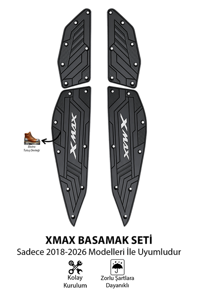 Yamaha Xmax Uyumlu Basamak Seti 2018-2026 Silikon Siyah