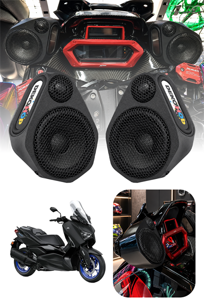 Yamaha Xmax Uyumlu Bluetooth Hoparlör Seti 2021-2026 Siyah