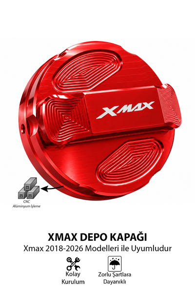 Yamaha Xmax Uyumlu Cnc Depo Kapağı 2018-2026 Kırmızı